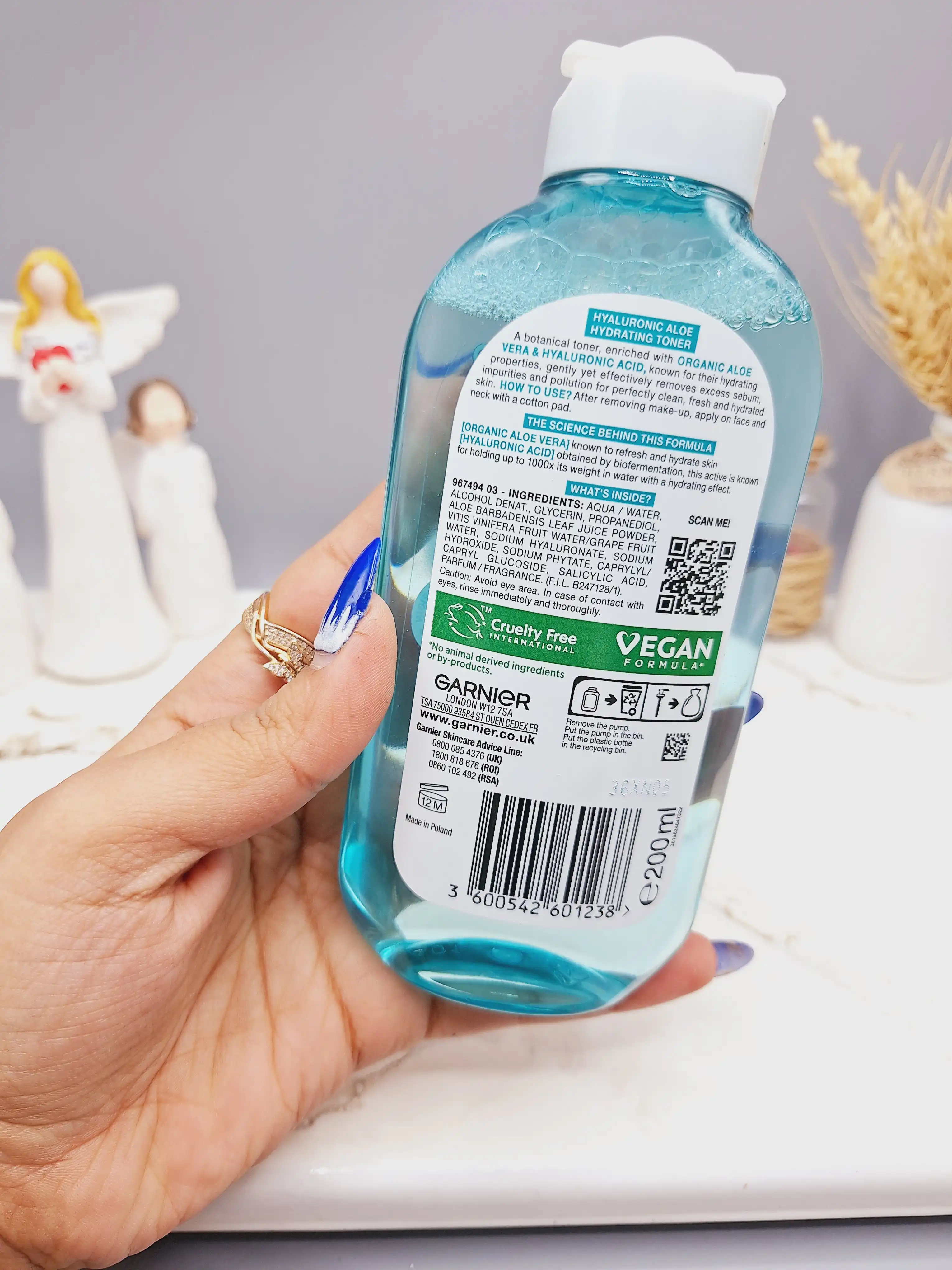 تونر آبرسان عصاره آلوئه ورا و هیالورونیک اسید گارنیر مناسب پوست های نرمال و چرب و مختلط حجم 200 میل اصل کد 1238