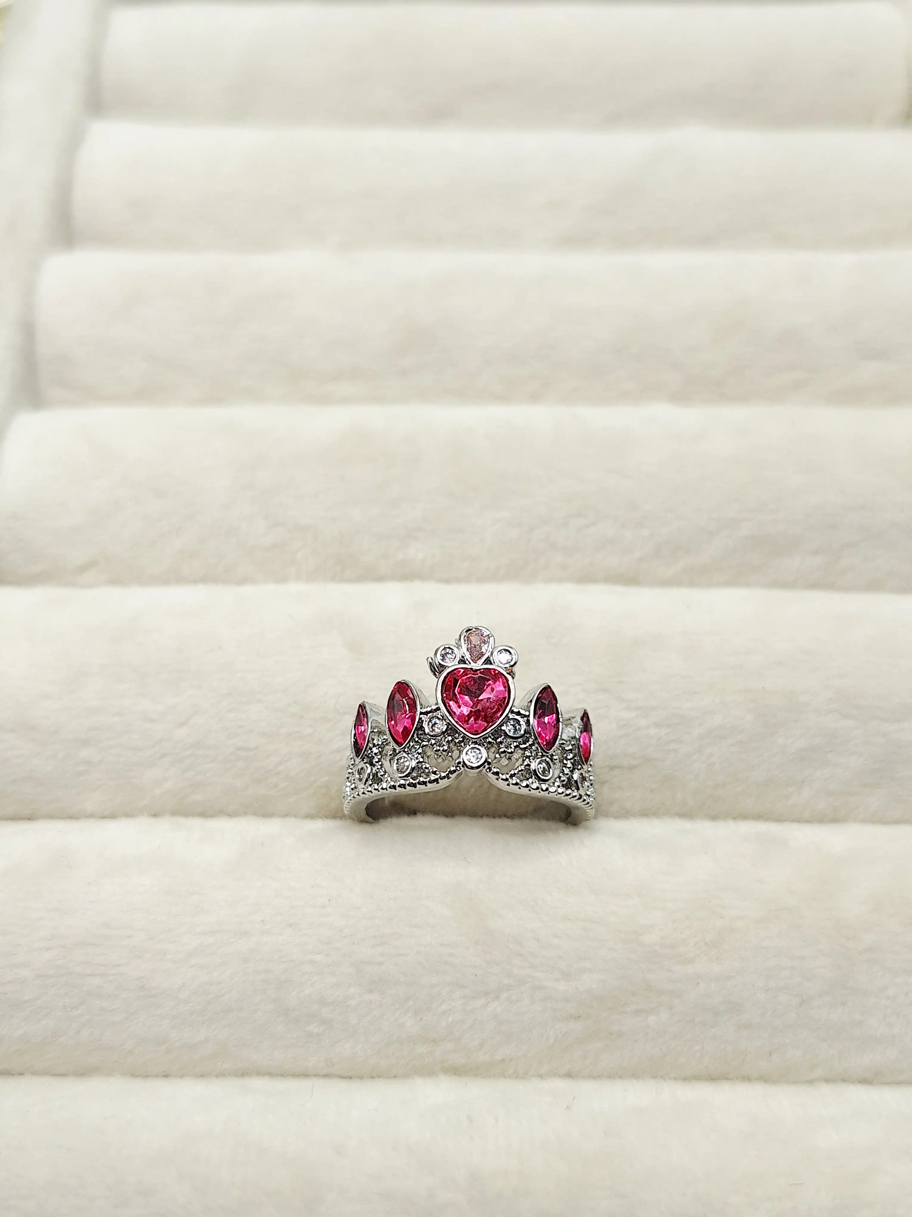 انگشتر طرح تاج رنگ سرخابی  فری سایز <قابل تنظیم>