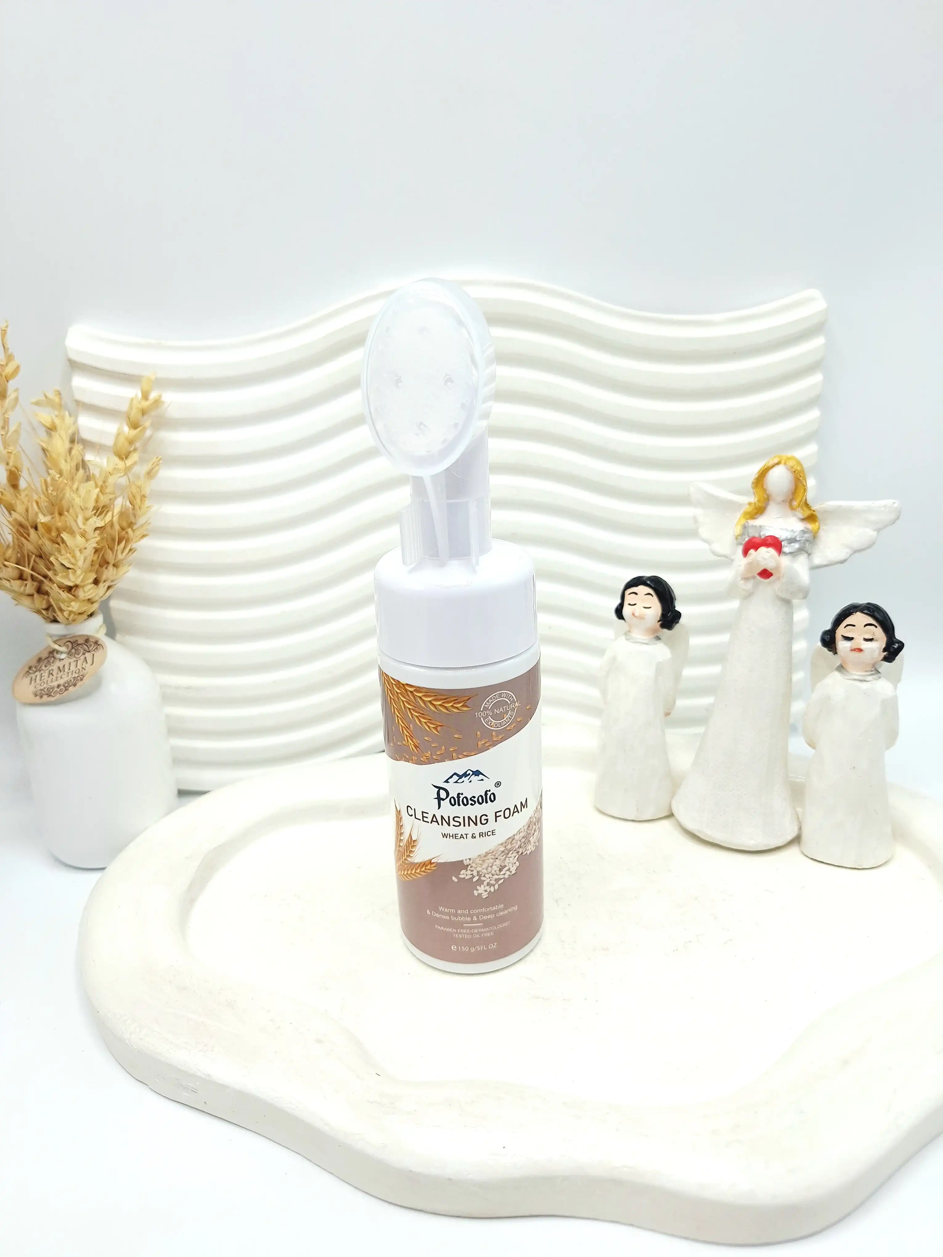 فوم شستشو براش دار برنج برند pofosofo  پاکسازی عمیق و درخشندگی پوست کد 2040